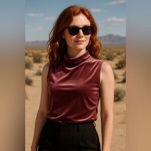 A New Day Velvet Mock-Neck Sleeveless Top – Medium – NWOT